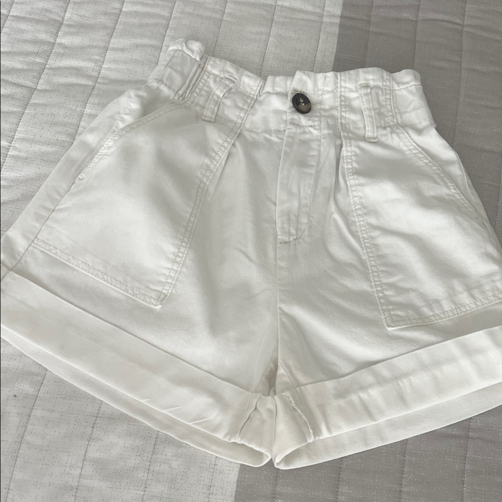 Bershka High Waist White Shorts
